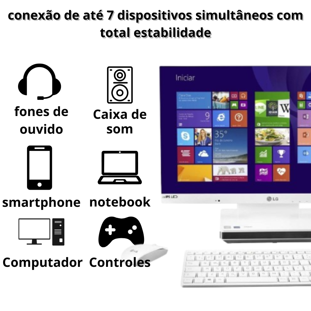 Adaptador Bluetooth 5.3 USB p/ PC Notebook e Controles PS4 PS5 Xbox. Mini Dongle Sem Fio - Imagem 3
