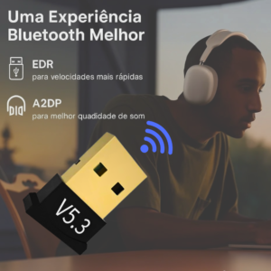 Adaptador Bluetooth 5.3 USB p/ PC Notebook e Controles PS4 PS5 Xbox. Mini Dongle Sem Fio
