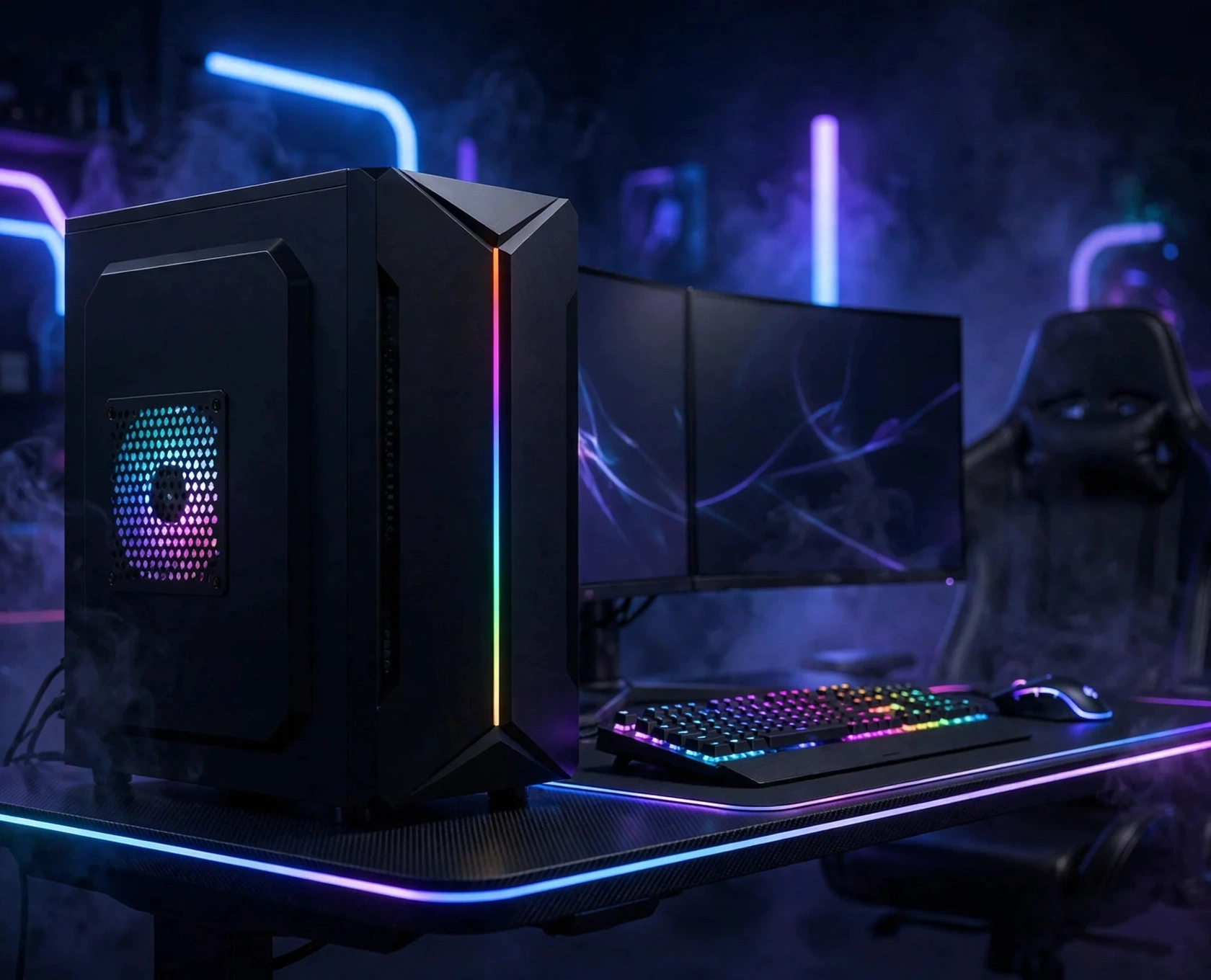 nighttime_gaming_setup Nighttime Gaming Setup