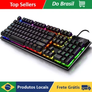Teclado Gamer Semi-Mecânico Com LED RGB Retroiluminado Para PC