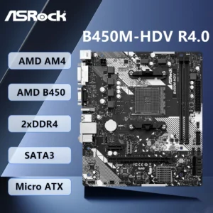 Placa-Mãe B450M ASRock Suporte Ryzen 5 5500 5600G E NVMe M.2 AMD DDR4 MICRO ATX