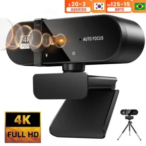 Webcam 4K 2K Full HD 1080P Com Microfone USB Para PC E Notebook