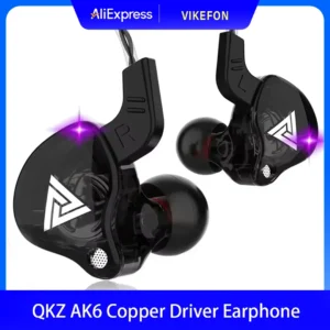 Fone de Ouvido QKZ AK6 com Microfone In-Ear HiFi Graves Potentes