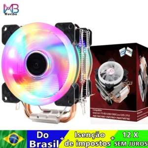 Air Cooler CPU 3Pin/4Pin Refrigerador Silencioso Multi-Socket Intel LGA 1700/1200/1155 e AMD AM4/AM5