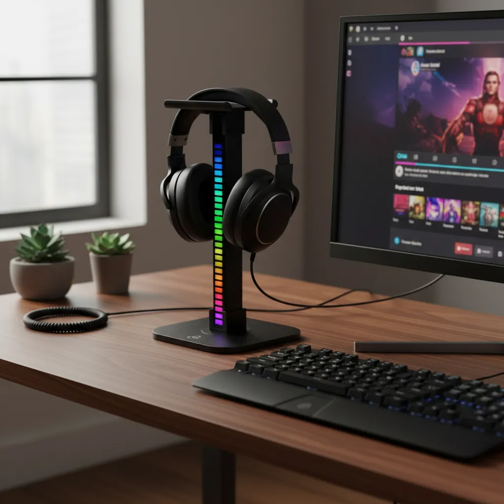 suporte gamer para headset rgb mancer sh10 com usb premium suporte gamer para headset rgb mancer sh10 com usb premium