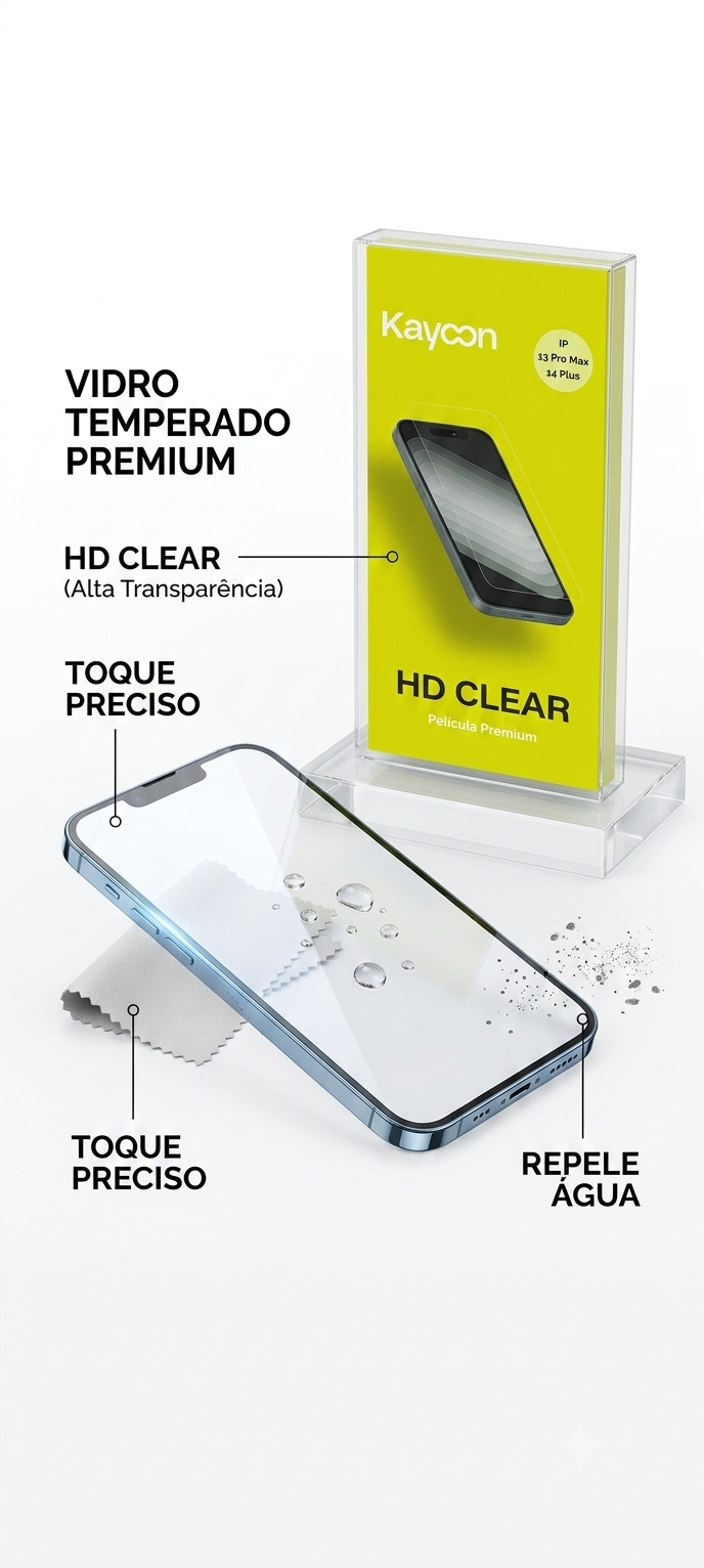pelicula de vidro iphone 13 pro max kaycon hd clear premium