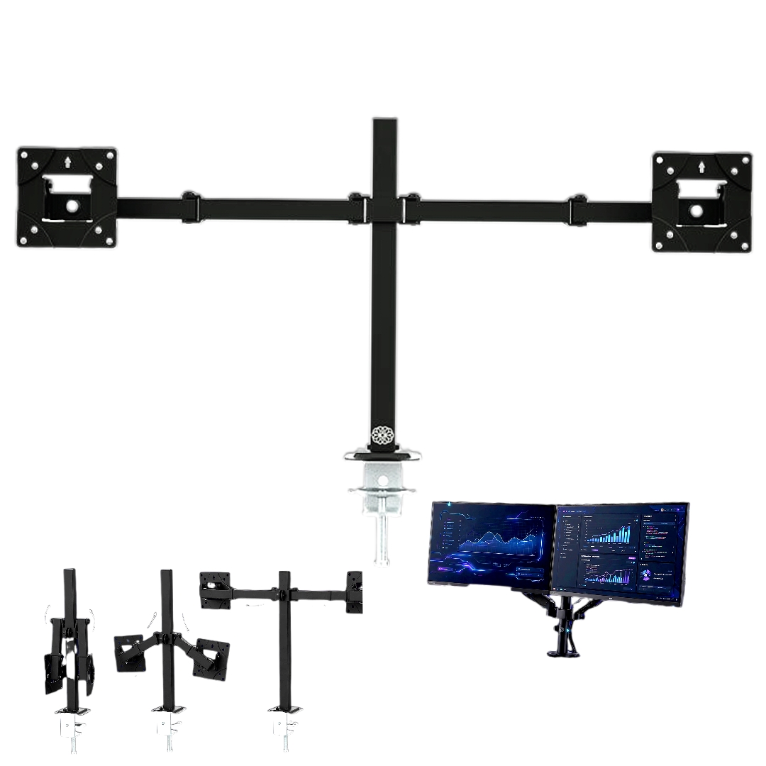 suporte articulado duplo de mesa zinnia tms 180 para 2 monitores