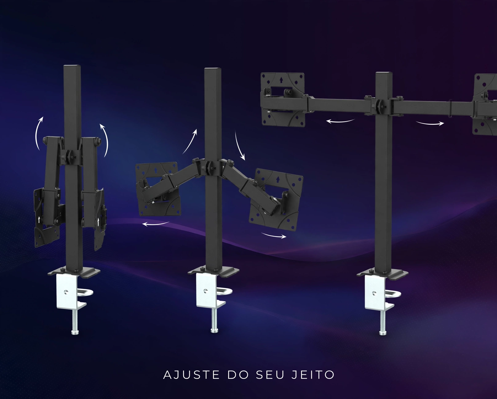 suporte articulado duplo de mesa zinnia tms 180 para 2 monitores