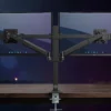 suporte articulado duplo de mesa zinnia tms 180 para 2 monitores