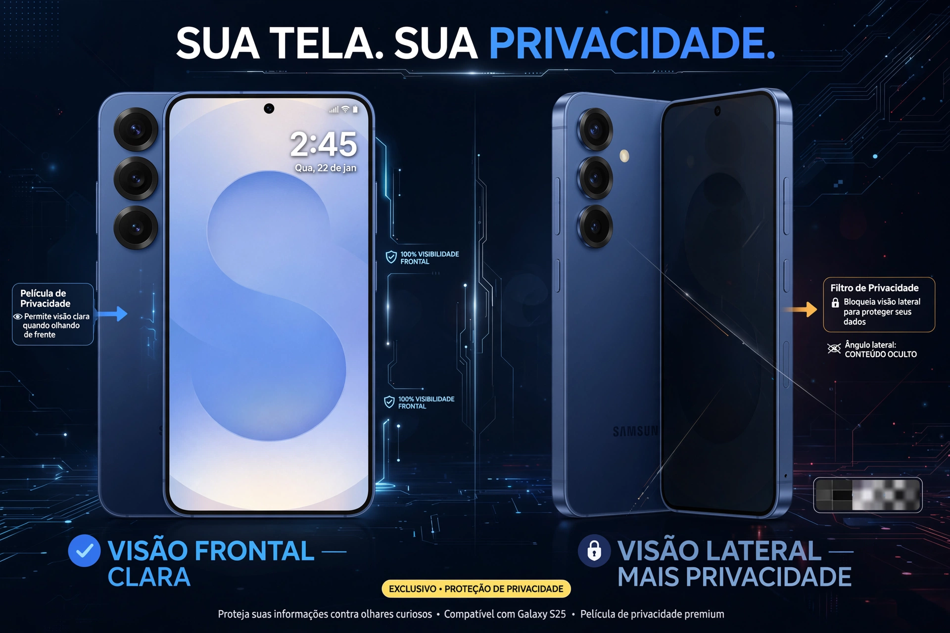 película privacidade samsung galaxy s25 plus anti impacto