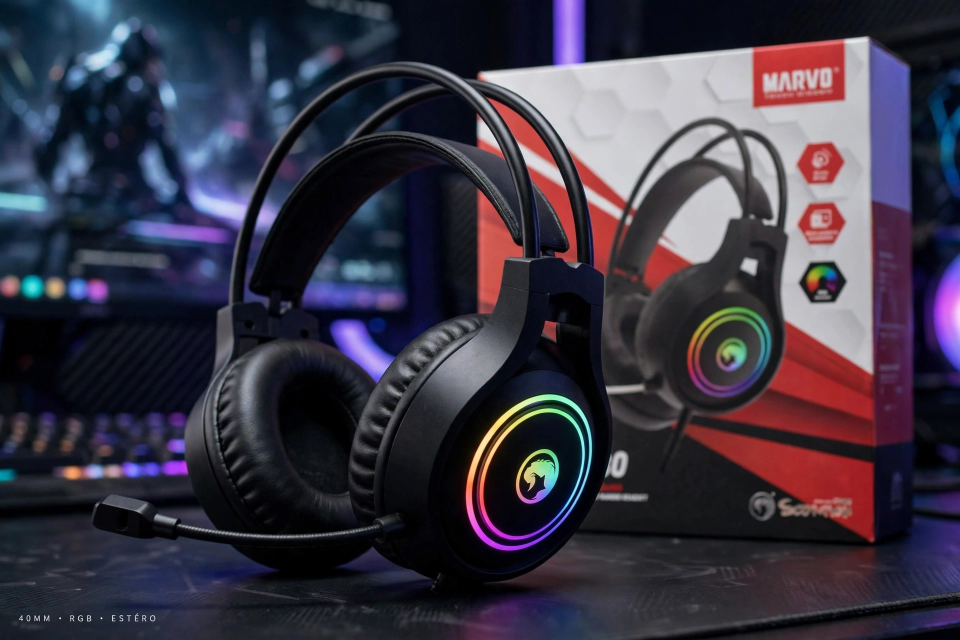 headset gamer com microfone marvo hg8921 rgb 40mm premium