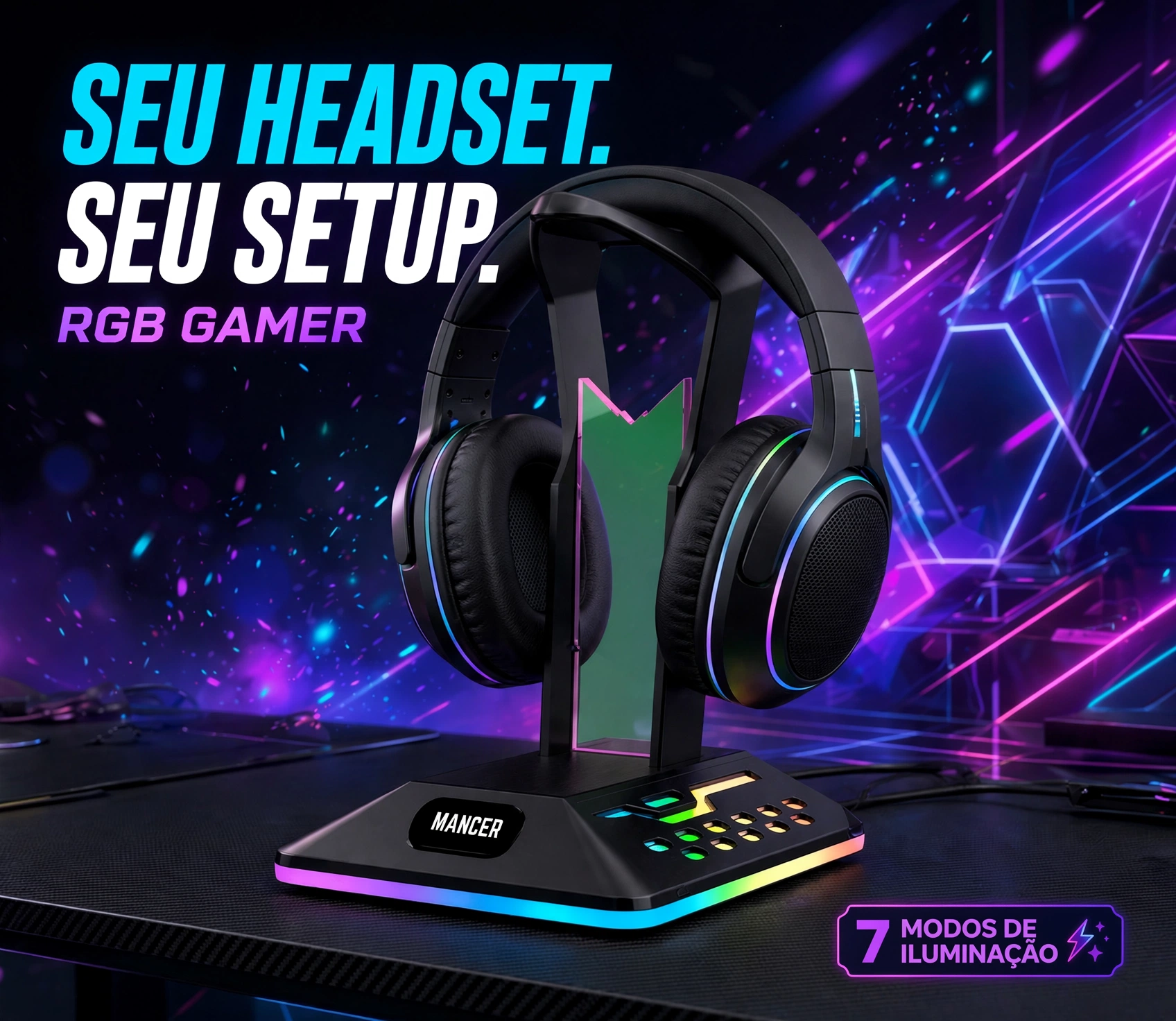suporte headset mancer sh30u rgb led usb para setup gamer suporte headset mancer sh30u rgb led usb para setup gamer
