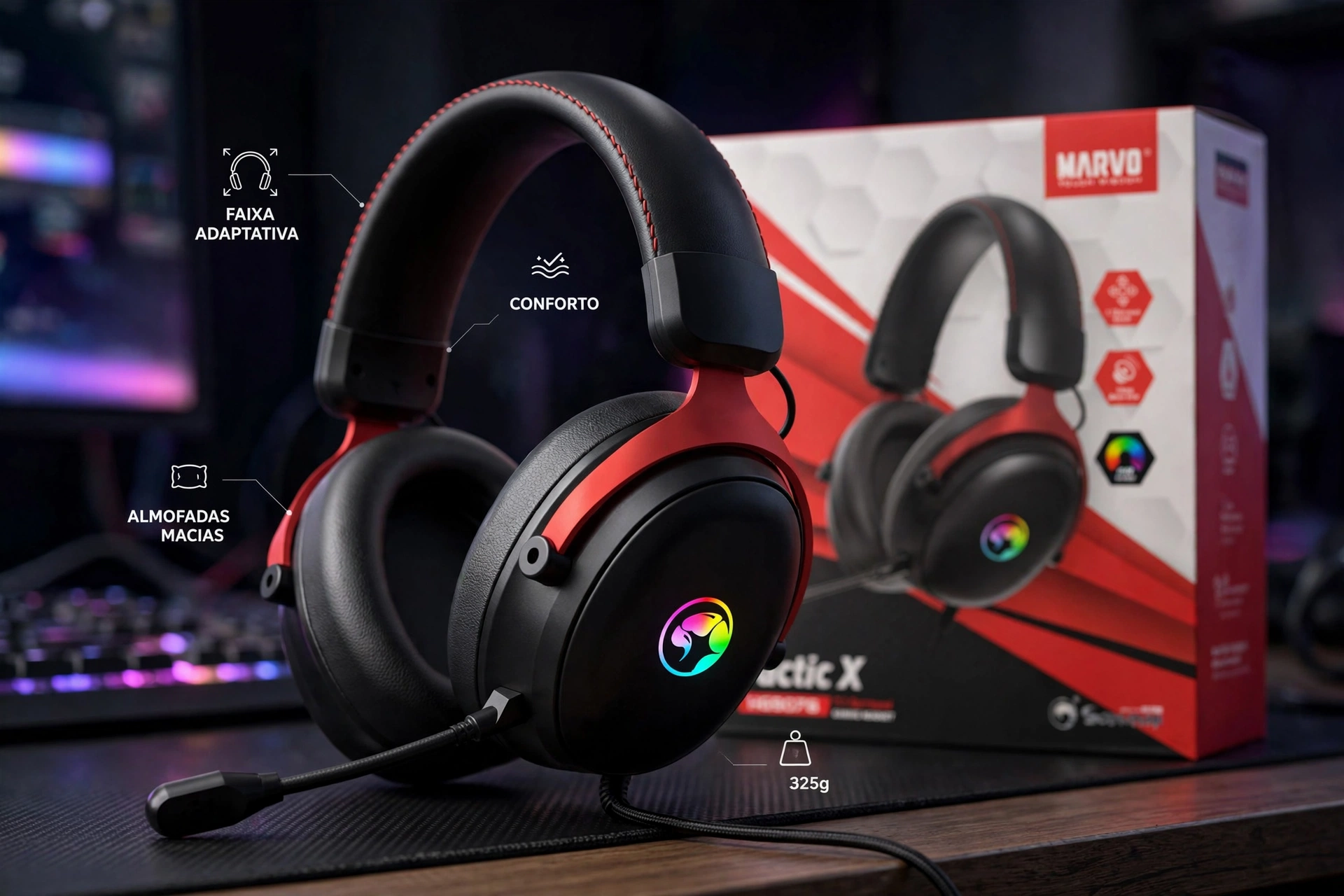 headset gamer marvo com microfone rgb drivers 53mm wireless