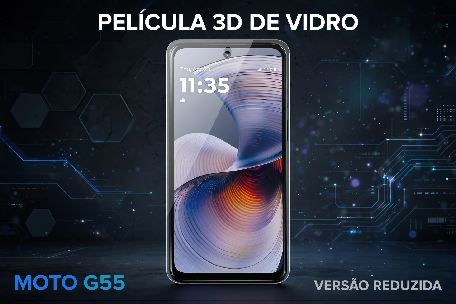 película 3d moto g55 vidro temperado proteção de tela