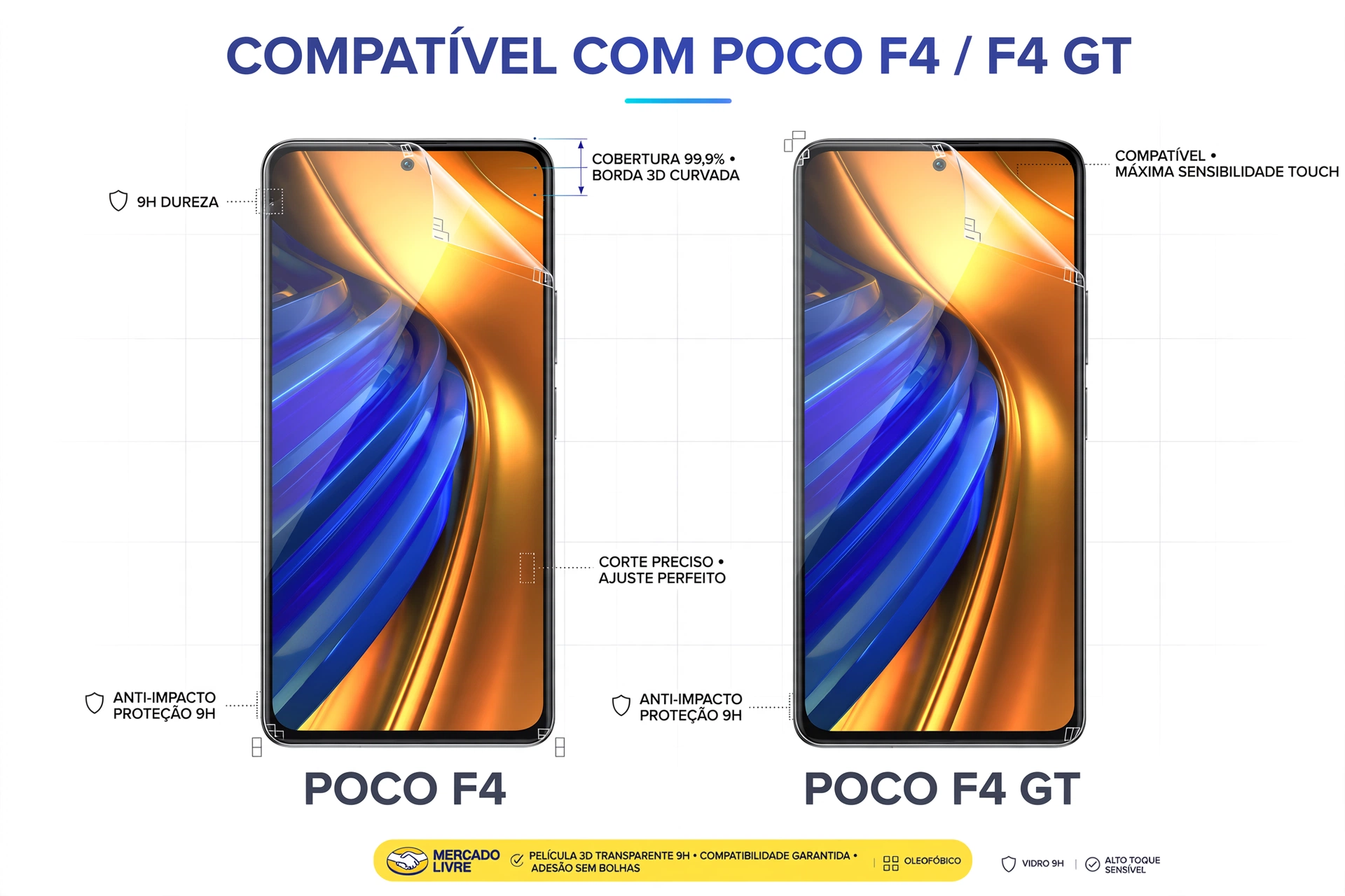 película 3d transparente 9h para xiaomi poco f4 f4 gt