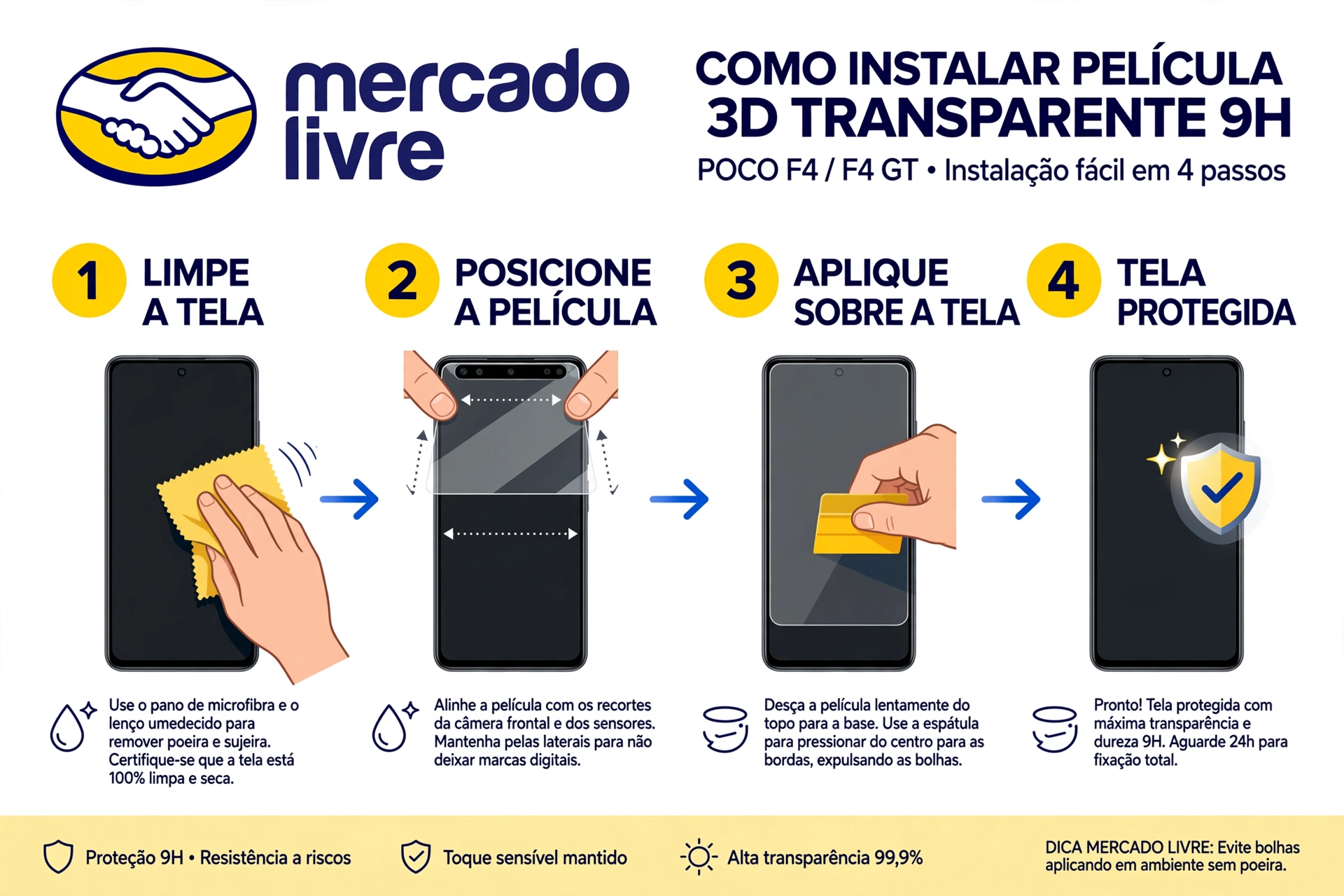 película 3d transparente 9h para xiaomi poco f4 f4 gt