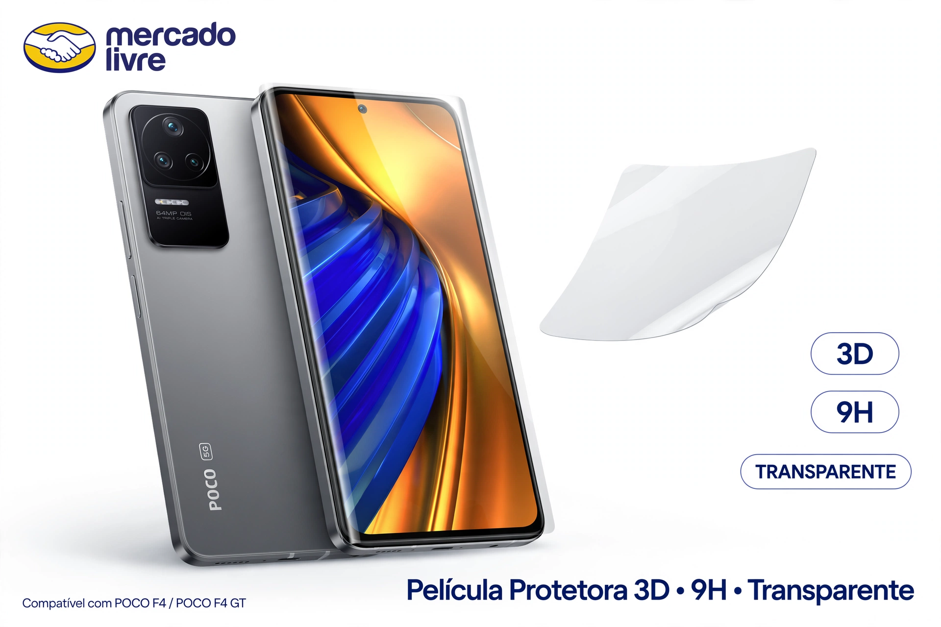 película 3d transparente 9h para xiaomi poco f4 f4 gt