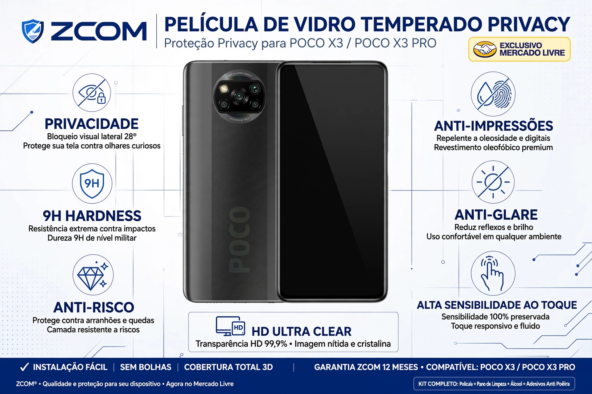 película de privacidade antispy poco x3 pro / poco x3 película de privacidade antispy poco x3 pro / poco x3