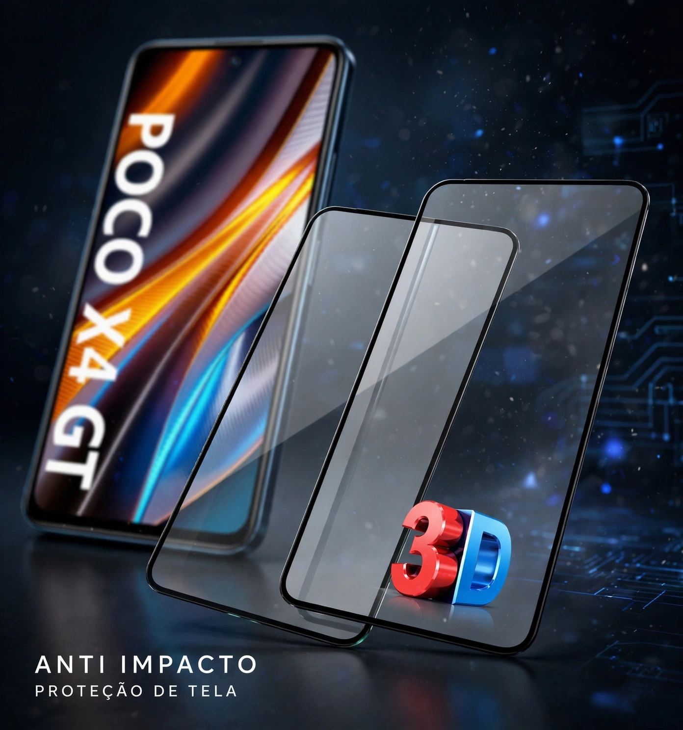 película de vidro 3d anti impacto compatível com poco x4 gt