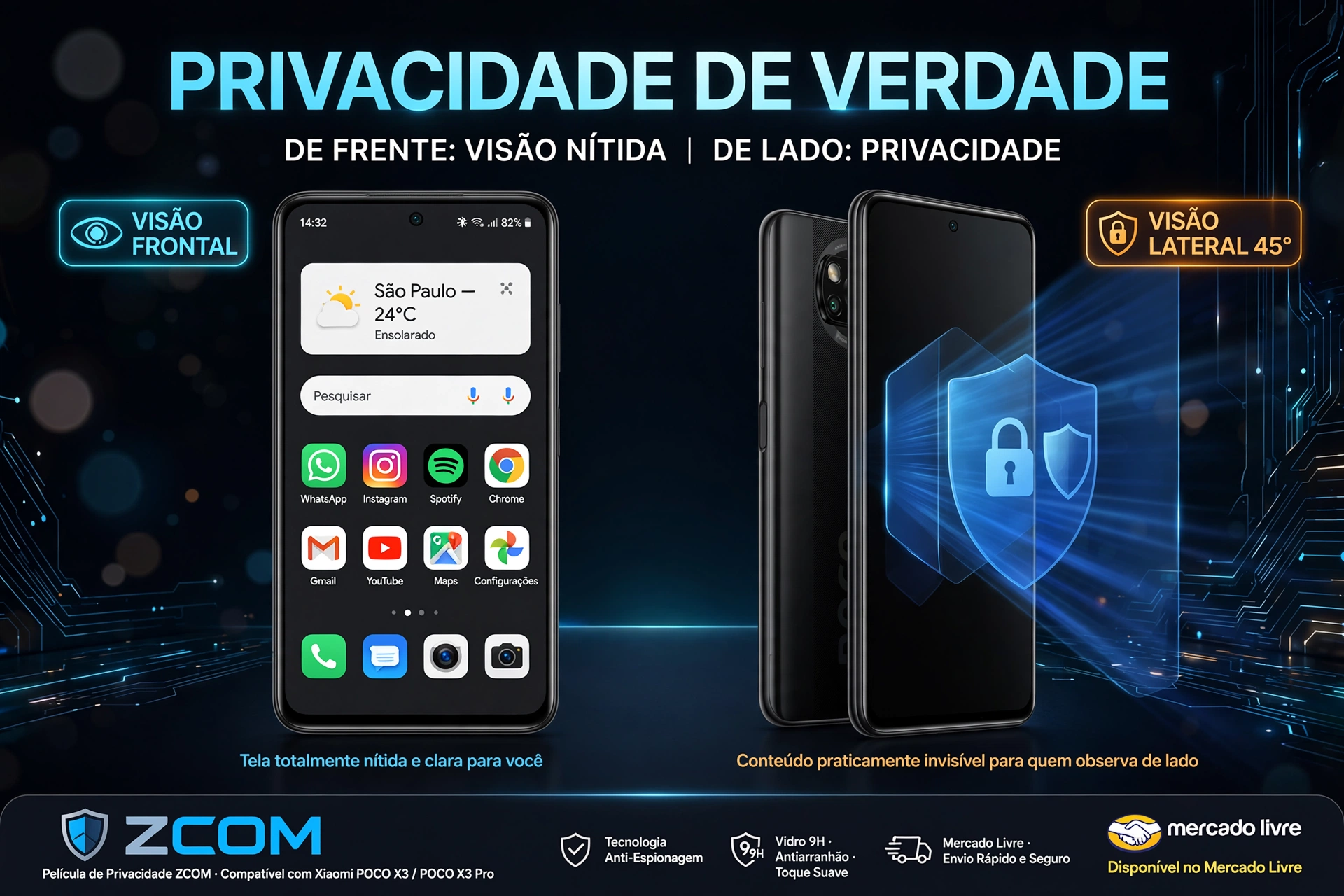 película de privacidade antispy poco x3 pro / poco x3 película de privacidade antispy poco x3 pro / poco x3