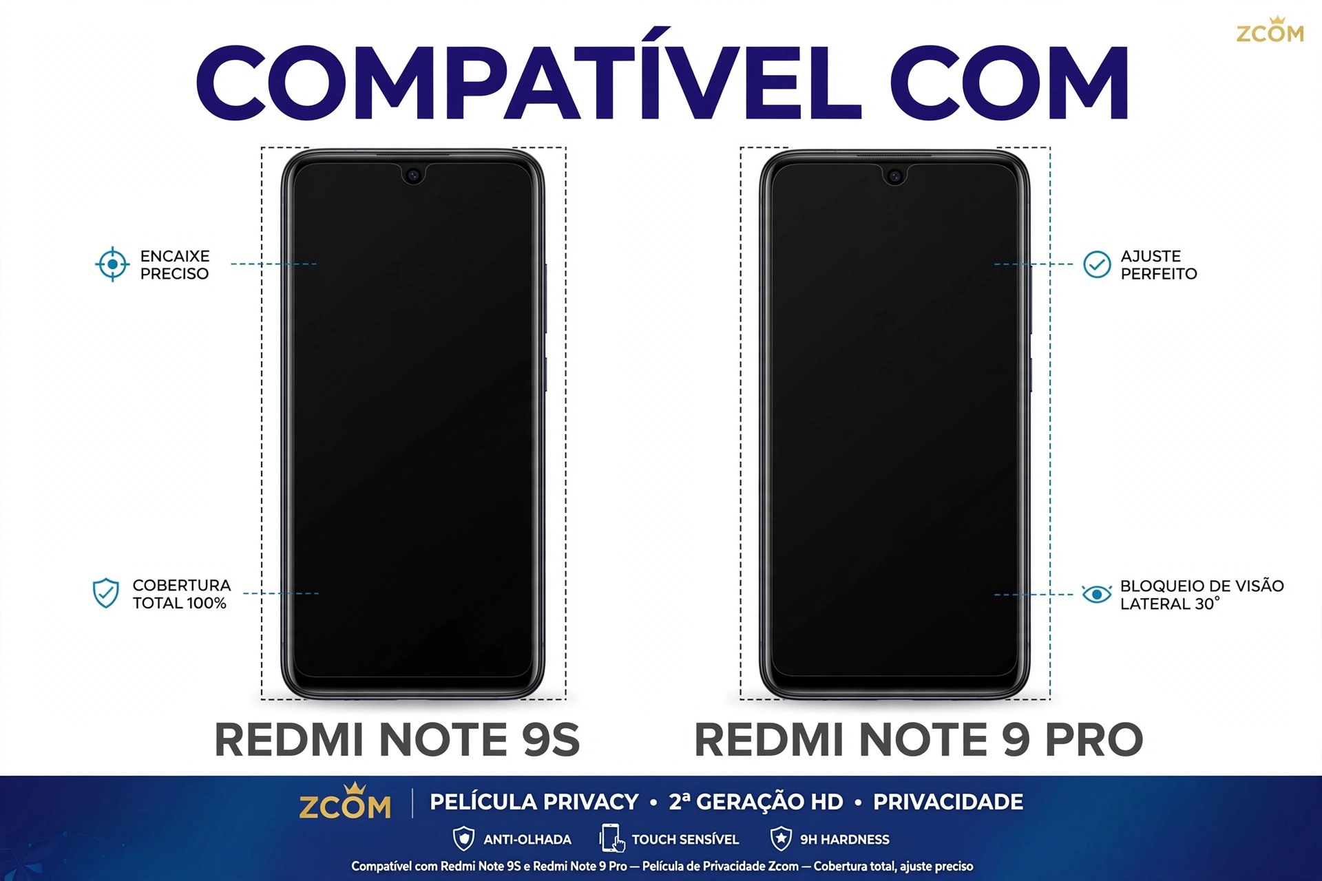 película privacy vidro temperado redmi note 9s 9 pro zcom 9h