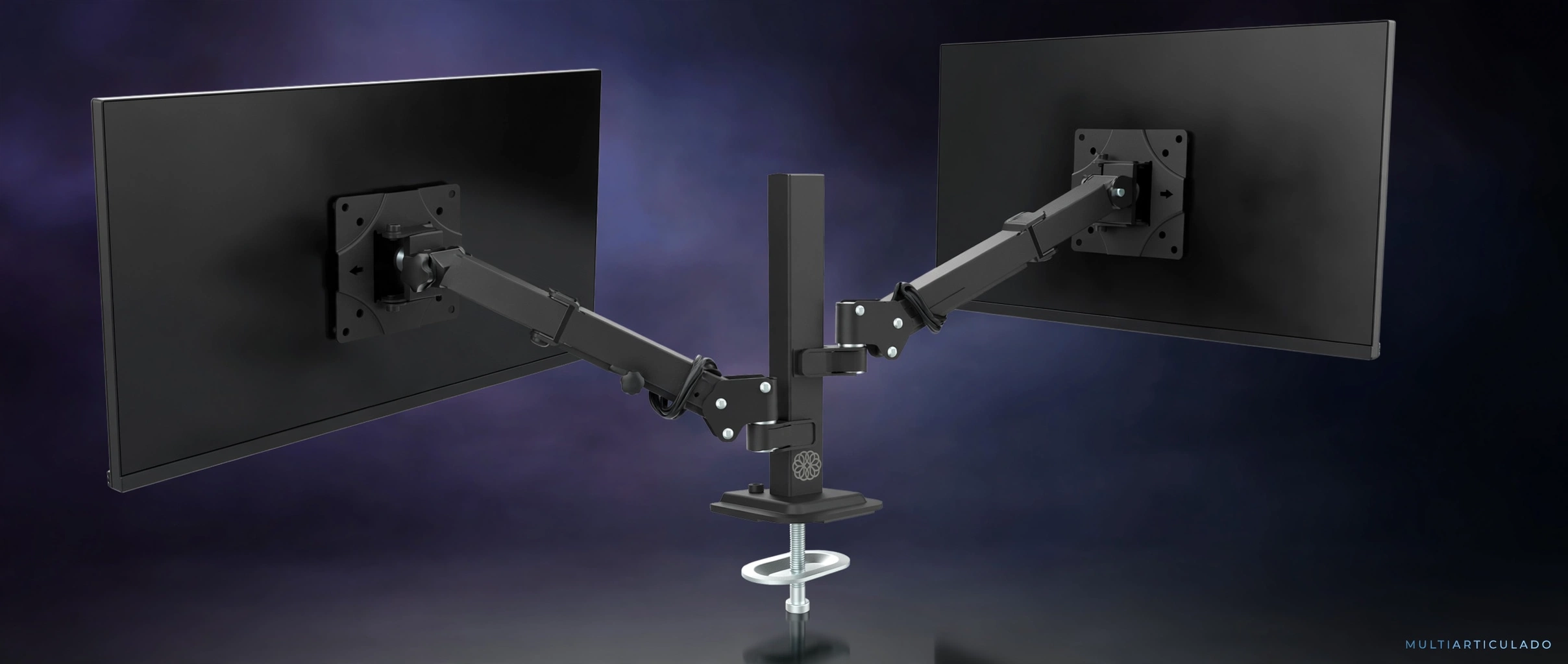 suporte articulado duplo de mesa zinnia tms 180 para 2 monitores