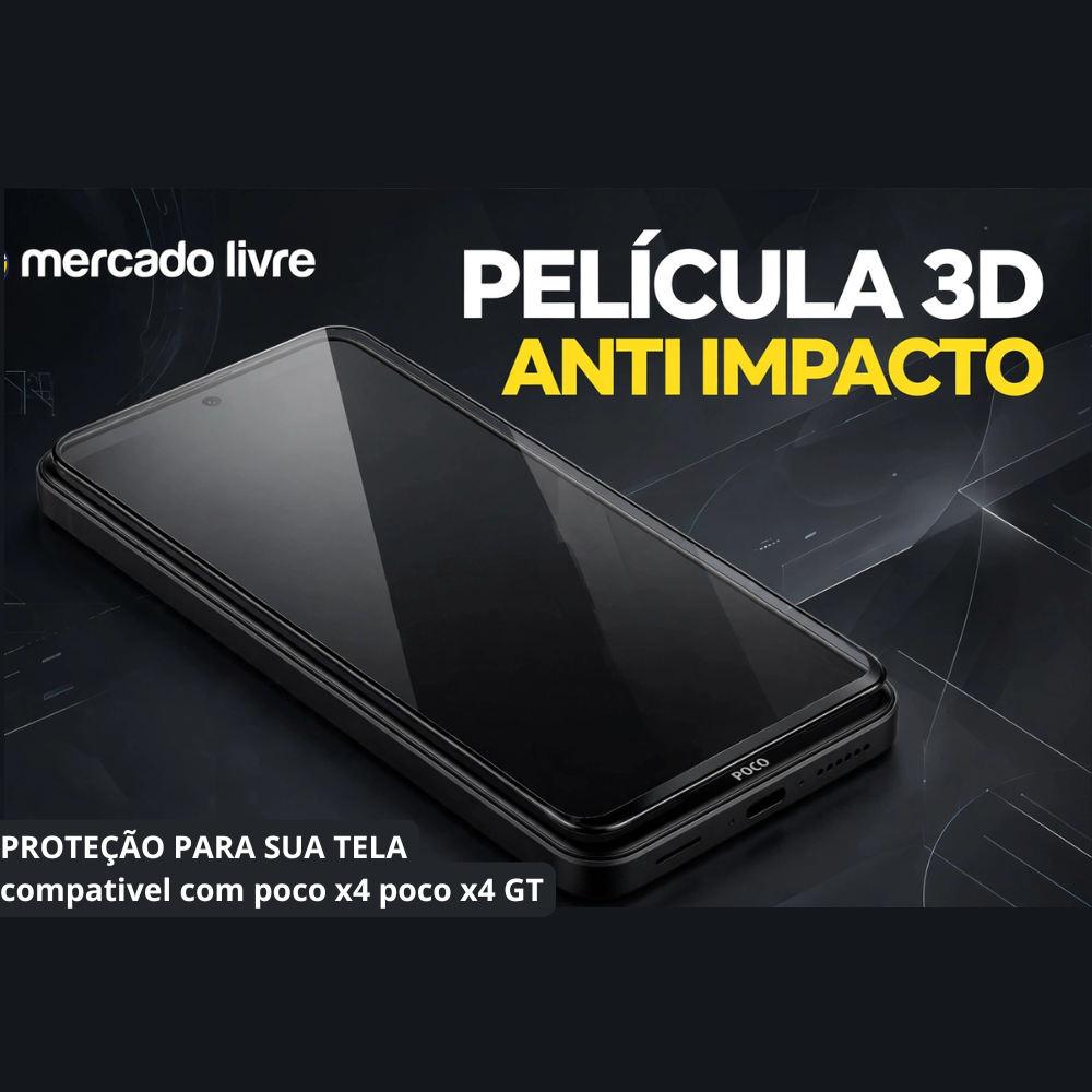 película de vidro 3d anti impacto compatível com poco x4 gt