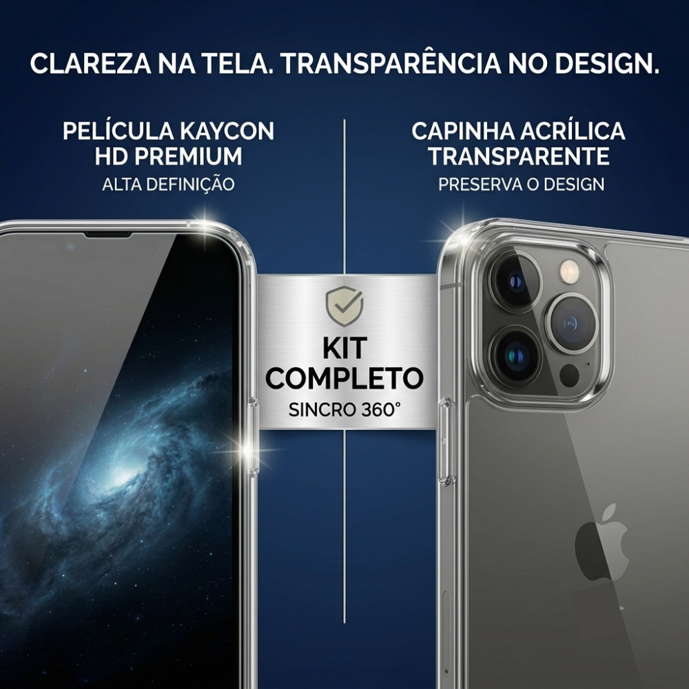 kit capinha transparente + pelicula vidro iphone 13 pro max